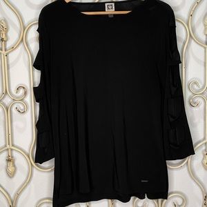 Anne Klein black cut out sleeve blouse